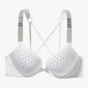 NEW 34D BRIDE Victoria's Secret Shine Strap Push-Up Bikini Top and bottoms